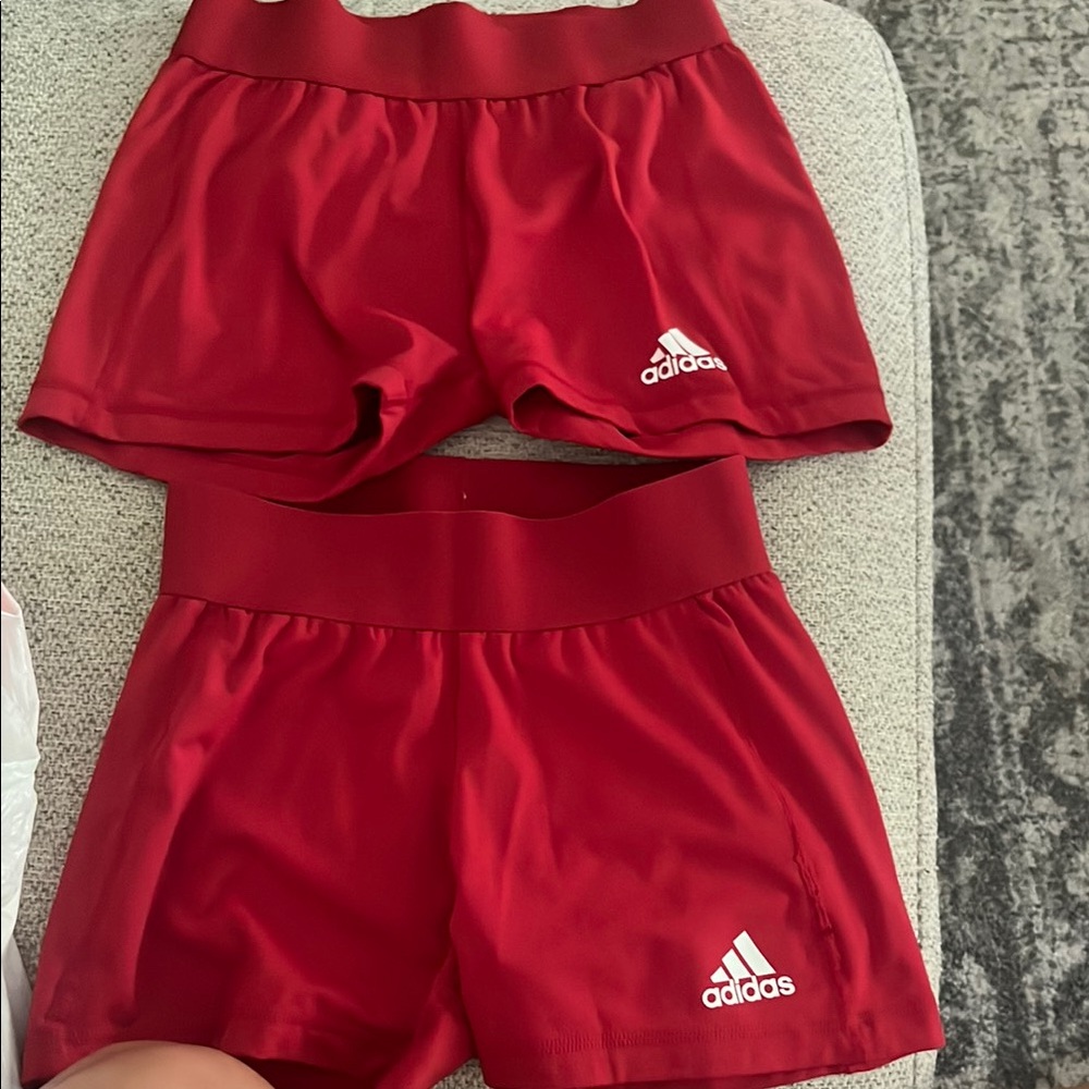 Adidas Red Athletic Shorts Lightweight Elastic Waist